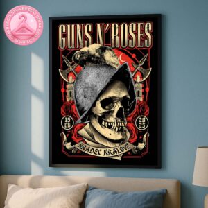 Guns N Roses Live at Hradec Kralove in Czechia on June 15 2025 Skull and Helmet Poster With Medieval Gothic Artwork Home Decor Poster Canvas