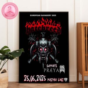 Hatebreed European Savagery Tour Poster At Posthof Linz Austria June 25 2025 Home Decor Poster Canvas