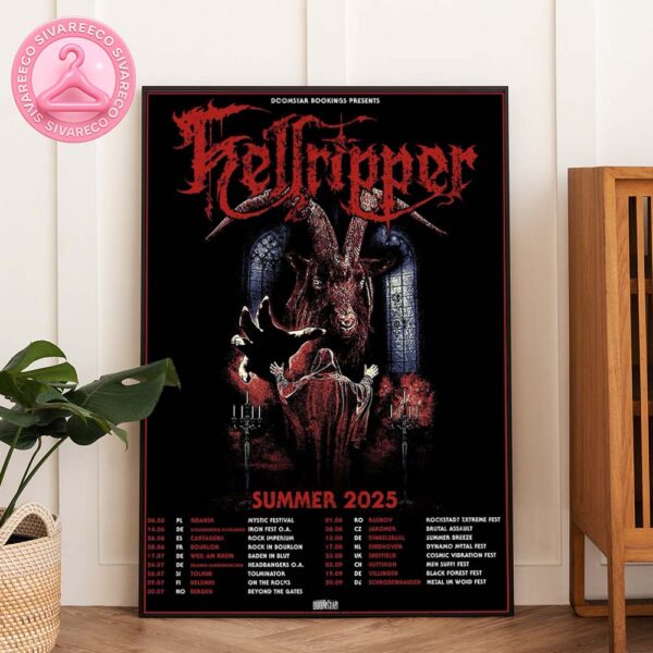 Hellripper Summer 2025 Tour Poster For Europe Tour Goat Demon With Cult Ritual Scene And Gothic Cathedral Art Work Home Decor Poster Canvas