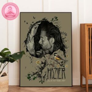 Hozier Live Show Poster At Fenway Park In Boston MA On June 23 2025 Featuring Botanical Portrait And Songbird Illustration Home Decor Poster Canvas