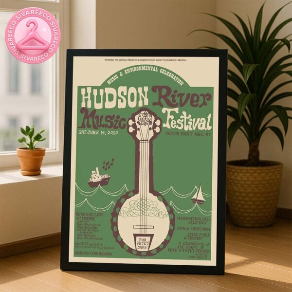 Hudson River Music Festival Music Show Poster For Croton Point Park New York At Hudson River On June 14 2025 Banjo River Boat Environmental Art Work Home Decor Poster Canvas