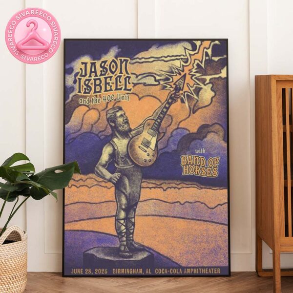 Jason Isbell And The 400 Unit Poster For Birmingham AL Show With Band Of Horses On June 28 2025 At Coca Cola Amphitheater Home Decor Poster Canvas