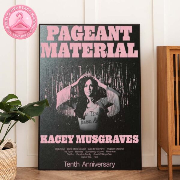 Kacey Musgraves Pageant Material Tenth Anniversary Poster 2025 Featuring Full Tracklist Retro Design Home Decor Poster Canvas
