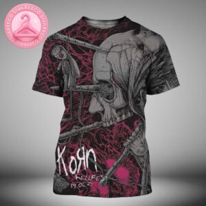 Korn Poster At Hellfest In Clisson France On June 19 2025 Featuring Voodoo Skull And Anatomical Horror Artwork All Over Print Shirt
