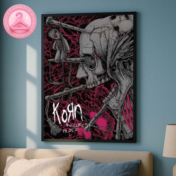 Korn Poster At Hellfest In Clisson France On June 19 2025 Featuring Voodoo Skull And Anatomical Horror Artwork Home Decor Poster Canvas