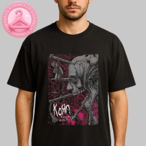 Korn Poster At Hellfest In Clisson France On June 19 2025 Featuring Voodoo Skull And Anatomical Horror Artwork Unisex T-Shirt