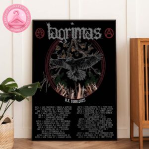 Lágrimas US Tour 2025 Poster With Black Crow And Butterfly Artwork Across 30 Cities In The United States Home Decor Poster Canvas