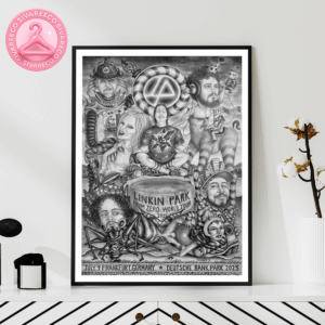 Linkin Park At Deutsche Bank Park In Frankfurt Germany On July 9 2025 From Zero World Tour Surreal Pencil Drawing Artwork Home Decor Poster Canvas