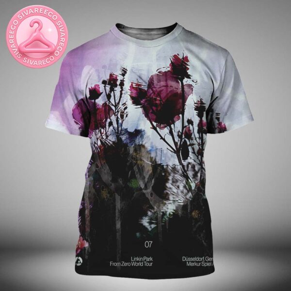 Linkin Park At Merkur Spiel Arena In Düsseldorf Germany On July 1 2025 From Zero World Tour Abstract Floral Artwork All Over Print Shirt