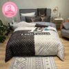Louis Vuitton Big Logo In Signature Brown Monogram Background Bedding Set Queen Size