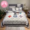 Louis Vuitton Colorful Monogram Icons Dripping Effect In Mint And White Checker Pattern Bedding Set