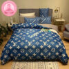 Louis Vuitton x Supreme In Signature Red Monogram Background Comforter Bedding Set