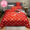 Louis Vuitton x Supreme In Blue Monogram Edition Background Comforter Bedding Set
