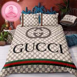 Luxury Gucci Big Logo With Vintage Monogram Pattern Bedding Set