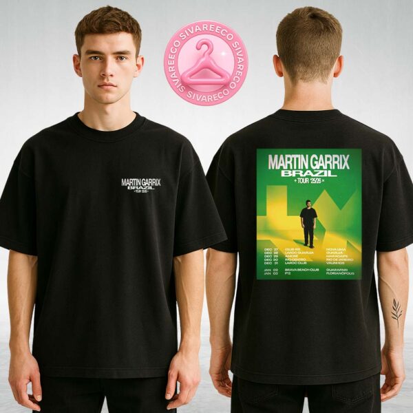 Martin Garrix Brazil Tour 2025–2026 Poster With Green Yellow Graphic Artwork Two Sides Unisex T-Shirt
