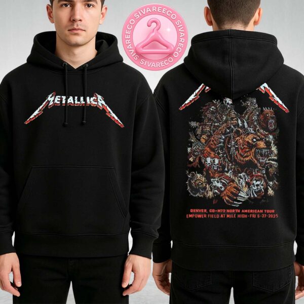 Metallica M72 Denver Night 1 Venue Hoodie In Denver Colorado At Empower Field at Mile High On June 27 2025 M72 North America Tour Two Sides Unisex Hoodie