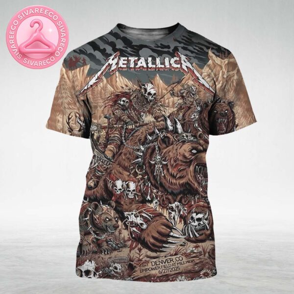 Metallica M72 Denver Night 1 Venue Poster In Denver Colorado At Empower Field at Mile High On June 27 2025 M72 North America Tour All Over Print Shirt