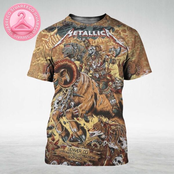 Metallica M72 Denver Night 2 Venue Poster In Denver Colorado At Empower Field at Mile High On June 29 2025 M72 North America Tour All Over Print Shirt