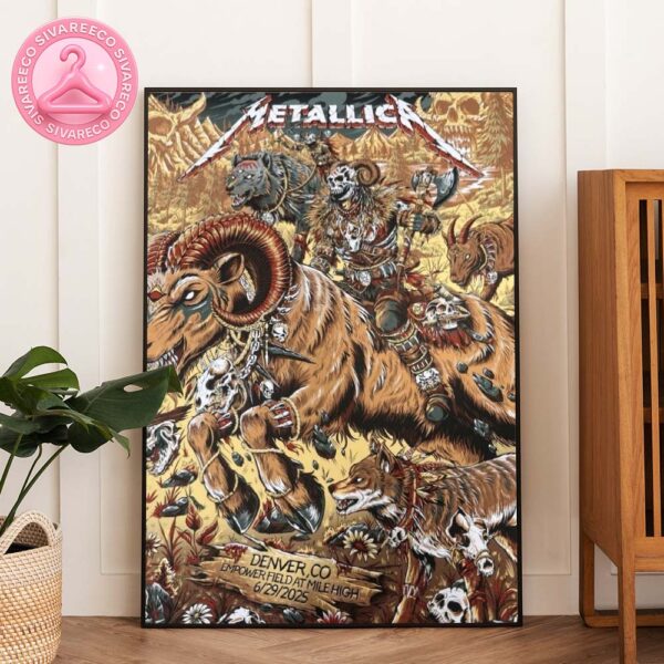 Metallica M72 Denver Night 2 Venue Poster In Denver Colorado At Empower Field at Mile High On June 29 2025 M72 North America Tour Home Decor Poster Canvas