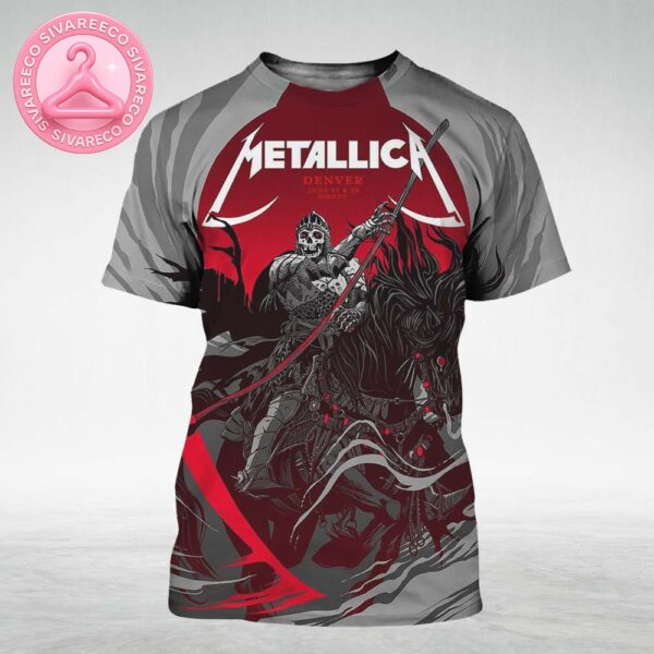 Metallica M72 Denver Pop-Up Shop Poster In Denver Colorado At Empower Field at Mile High On June 27 and 29 2025 Grim Reaper On Black Horse Artwork All Over Print Shirt