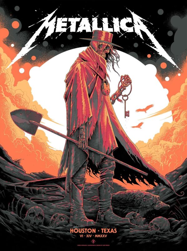 Metallica M72 Houston Pop Up Shop Poster In Houston Texas At AT&T Stadium On June 14 2025 Skeleton Key Keeper Artwork