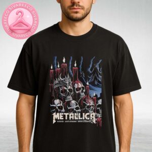 Metallica M72 Santa Clara Night 1 Venue Poster In Santa Clara California At Levi’s Stadium On June 20 2025 Skull Candle Artwork Unisex T-Shirt