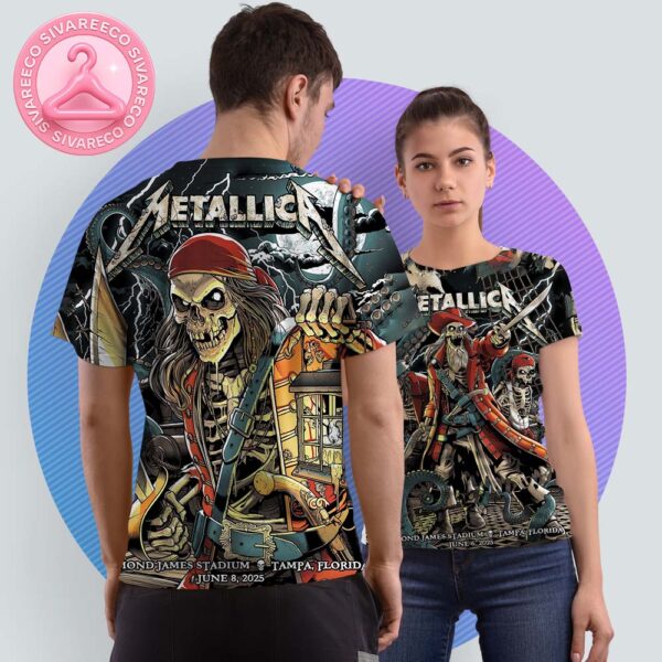 Metallica M72 Tampa Full Show Combined Venues Poster For Tampa Florida At Raymond James Stadium On June 6 8 2025 All Over Print Shirt