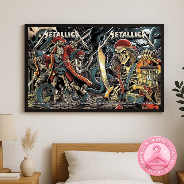 Metallica M72 Tampa Full Show Combined Venues Poster For Tampa Florida At Raymond James Stadium On June 6 8 2025 Home Decor Poster Canvas