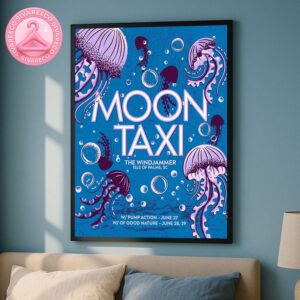Moon Taxi Music Show Poster For Isle Of Palms South Carolina USA At The Windjammer On June 27 28 29 2025 Home Decor Poster Canvas