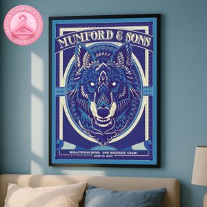 Mumford And Sons At Hollywood Bowl In Los Angeles CA On June 12 2025 – Ornate Blue Wolf Artwork Home Decor Poster Canvas