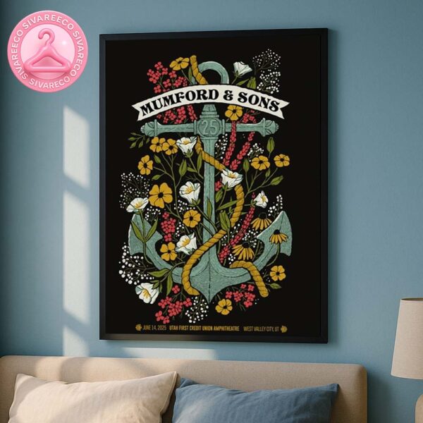 Mumford And Sons Poster At Utah First Credit Union Amphitheatre In West Valley City Utah On June 14 2025 Home Decor Poster Canvas
