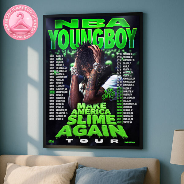NBA YoungBoy 2025 Make America Slime Again Tour Poster With Gritty Hip Hop Style Art Home Decor Poster Canvas