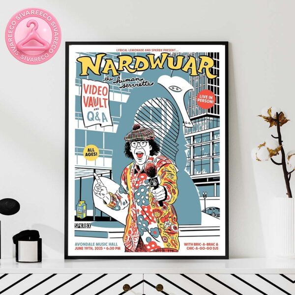 Nardwuar Video Vault Q&A Poster At Avondale Music Hall In Chicago Illinois On June 19 2025 With Colorful Cartoon Artwork Home Decor Poster Canvas