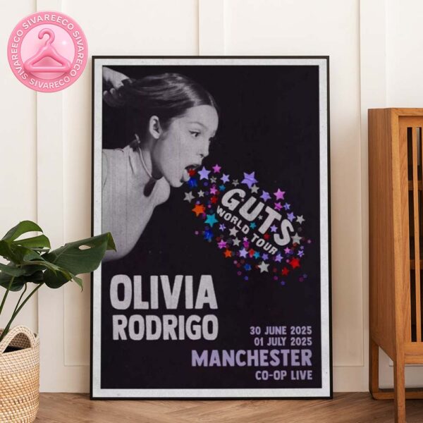 Olivia Rodrigo Guts World Tour Poster At Co-Op Live In Manchester On June 30 And July 1 2025 Home Decor Poster Canvas
