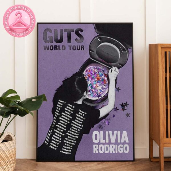 Olivia Rodrigo Guts World Tour Poster Purple Collage Design 2025 Home Decor Poster Canvas