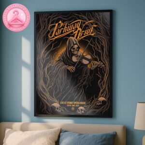 Parkway Drive Concert Poster For Sydney Australia At Sydney Opera House On June 9 2025 Grim Reaper Playing Violin With Skulls And Dark Forest Art Work Home Decor Poster Canvas