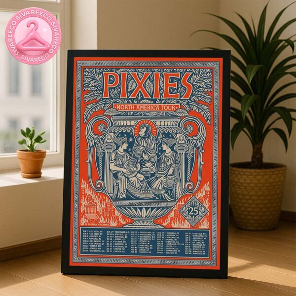 Pixies North America Tour 2025 Music Poster With Classical Vase Greek Art Style And Full Tour Dates Home Decor Poster Canvas
