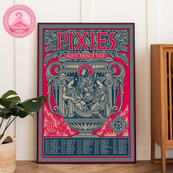 Pixies North America Tour 2025 Poster Featuring Classical Greek Art Style and Full US Canada Dates Home Decor Poster Canvas
