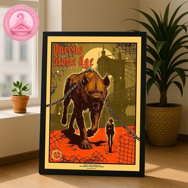 Queens of the Stone Age At The Andrew J Brady Music Center In Cincinnati OH On June 18 2025 With Giant Hyena Artwork Home Decor Poster Canvas