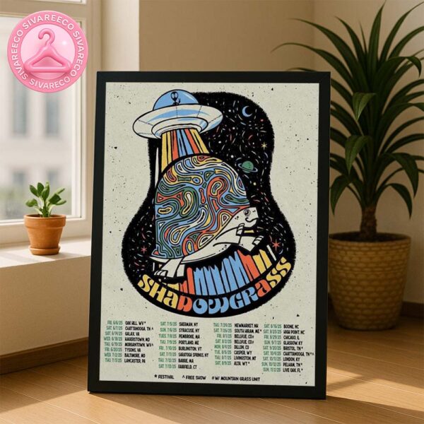 Shadowgrass Summer Tour 2025 Music Poster With Psychedelic UFO Artwork Home Decor Poster Canvas
