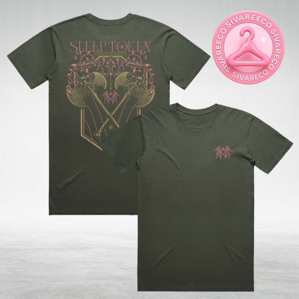Sleep Token Gethsemane T-Shirt In Cypress Green With Dual Axe Crest And Ornamental Back Graphic Two Sides Unisex T-Shirt