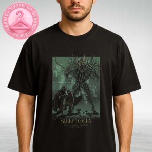 Sleep Token Rock Am Ring 2025 Festival Poster With Warrior vs Tree Monster Artwork In Ancient Ruins Scene Unisex T-Shirt