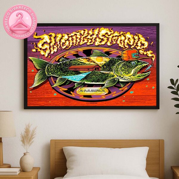 Slightly Stoopid Poster At Bank Of New Hampshire Pavilion In Gilford NH On June 19 2025 With Psychedelic Fish Artwork Home Decor Poster Canvas