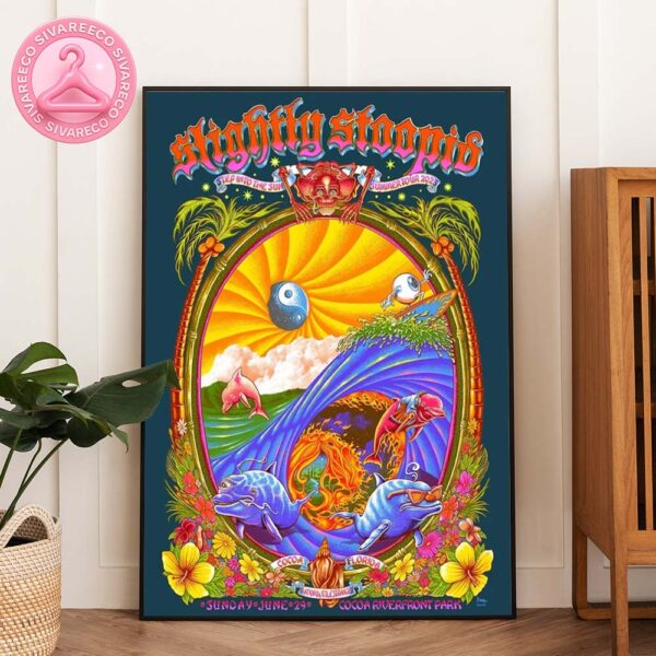 Slightly Stoopid Poster At Cocoa Riverfront Park In Cocoa Florida On June 29 2025 Featuring Tropical Dolphins And Psychedelic Surf Art Home Decor Poster Canvas