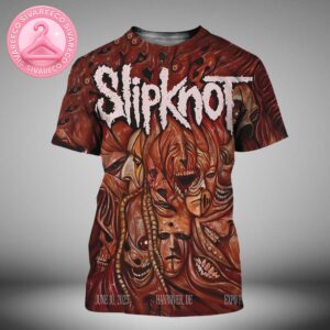 Slipknot Music Show Poster In Hannover Expo Plaza June 10 2025 Red Horror Masks Artwork All Over Print Shirt