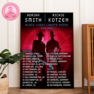 Smith Kotzen Tour 2026 Poster For Black Light White Noise Featuring Full Europe Dates And Red Neon Rock Duo Artwork Home Decor Poster Canvas