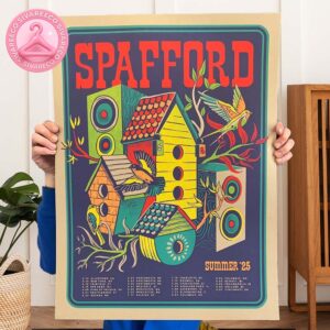 Spafford Summer 2025 Tour List Poster At Multiple Venues In USA – Colorful Birdhouses Artwork Home Decor Poster Canvas