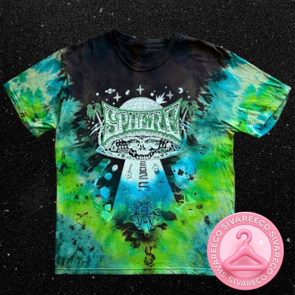 Sphere Deadhead Tie Dye Tee Psychedelic Alien Beam Skull Graphic Shirt For Jam Band Fans All Over Print Shirt
