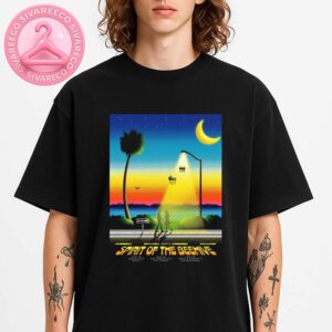 Spirit Of The Beehive California Tour Poster July 2025 Featuring Sunset Coastline And Jellyfish Streetlight Artwork Unisex T-Shirt