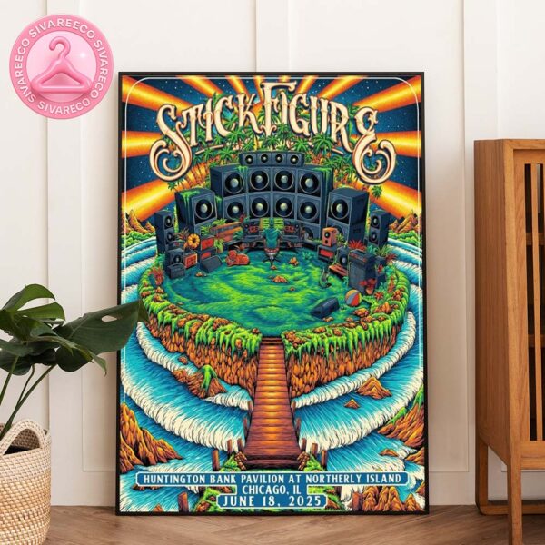 Stick Figure Live Show Poster At Huntington Bank Pavilion In Chicago IL On June 18 2025 With Tropical Island Sound System Art Home Decor Poster Canvas